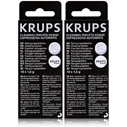 Lot de 2 boîtes de pastilles détergentes krups - chaque boîte contient 10 pastilles de 1,5 g.