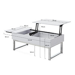 Acheter Le Quai Des Affaires Table basse plateau relevable FLOWER 110x55cm /Blanc et métal chromé