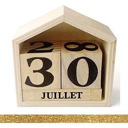 Youdoit Calendrier perpétuel en bois maisonnette 8 cm + masking tape doré à paillettes 5 m