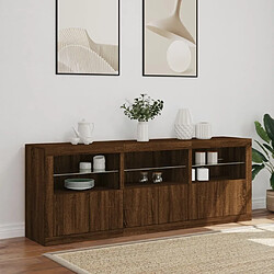 Acheter Maison Chic Commode Buffet - Meuble de rangement avec lumières LED chêne marron 181,5x37x67 cm -GKD48201