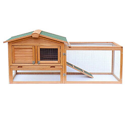 Helloshop26 Clapier à lapin rongeurs XXL espaces extérieur grand abri 156 cm bois d'épicéa 16_0002238 pas cher