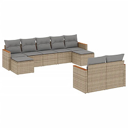 Maison Chic Salon de jardin avec coussins 9 pcs | Ensemble de Table et chaises | Mobilier d'Extérieur beige résine tressée -GKD68894