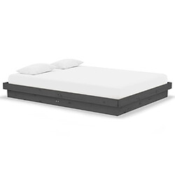 vidaXL Cadre de lit sans matelas gris bois massif 140x190 cm