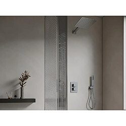 Vente-Unique Ensemble de douche encastrable avec mitigeur thermostatique - Couleur nickel brossé - TEREK