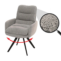 Decoshop26 Chaise de salle à manger chaise de cuisine pivotante position automatique tissu/textile bouclé gris clair avec accoudoir 04_0006286