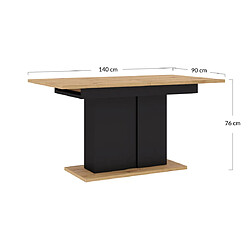 Bestmobilier Donnely - table à manger extensible - bois et noir - 4 à 8 personnes pas cher