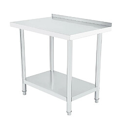 Bcelec WT2436B Table de cuisine, plan de travail avec rebord en inox 90x60cm, idéal cuisine, restaurant, gastronomie, table de découpe