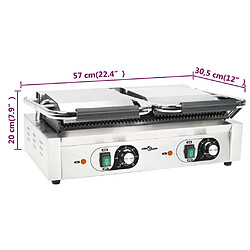 vidaXL Gril de panini à double rainure 3600 W 57x30,5x20 cm pas cher