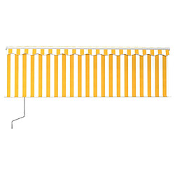 Avis Maison Chic Auvent automatique de porte rétractable,Store banne,Marquise Brise-soleil avec store 4x3 m Jaune et blanc -GKD74359