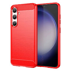 Htdmobiles Coque pour Samsung Galaxy S24 5G - housse etui silicone gel carbone + verre trempe - ROUGE