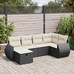 vidaXL Salon de jardin 6 pcs avec coussins noir résine tressée