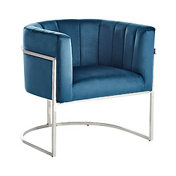 Beliani Fauteuil LARVIK Velours Bleu