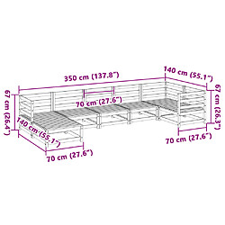 vidaXL Salon de jardin 7 pcs cire marron bois de pin massif pas cher