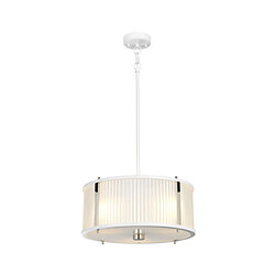 Elstead Lighting Suspension Corona Verre dépoli,acier Peint en blanc satiné / Nickel poli