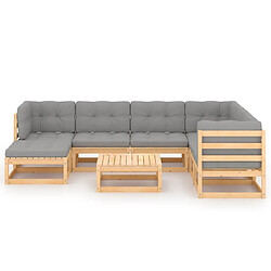 Avis Maison Chic Salon de jardin 8 pcs + coussins - Mobilier/Meubles de jardin - Table et chaises d'extérieur Bois de pin massif -MN27850