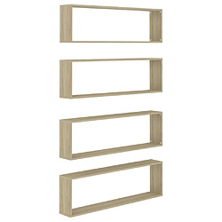 vidaXL Étagères cube murales 4 pcs chêne sonoma bois d'ingénierie