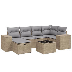 vidaXL Salon de jardin avec coussins 7pcs mélange beige résine tressée