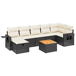 vidaXL Salon de jardin 8 pcs avec coussins noir résine tressée