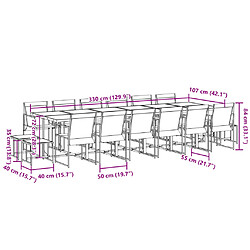 vidaXL Ensemble à manger de jardin 17 pcs noir textilène pas cher