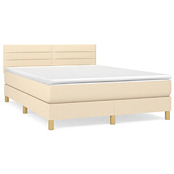 vidaXL Sommier à lattes de lit avec matelas Crème 140x190 cm Tissu