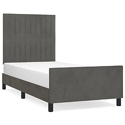 Maison Chic Lit adulte - Cadre Structure de lit avec tête de lit Contemporain Gris foncé 90x190 cm Velours -MN98178