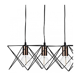 Luminaire Center Suspension Midi noir mat et cuivre poli 5 ampoules