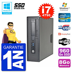 PC HP EliteDesk 800 G1 SFF i7-4790 RAM 8Go SSD 960Go Graveur DVD Wifi W7 - Occasion