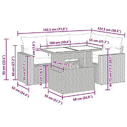 vidaXL Salon de jardin 5 pcs avec coussins gris résine tressée pas cher