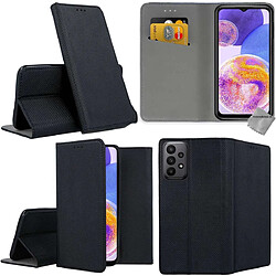 Htdmobiles Housse pour Samsung Galaxy A23 4G / 5G - etui coque pochette portefeuille + film ecran - NOIR MAGNET