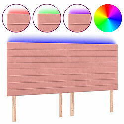 Maison Chic Tête de lit scandinave à LED,meuble de chambre Rose 200x5x118/128 cm Velours -MN60142