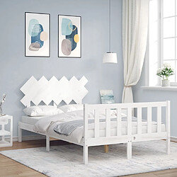 Maison Chic Cadre/structure de lit avec tête de lit pour adulte - Lit Moderne Chambre blanc 120x200 cm bois massif -MN73644