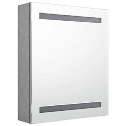 Avis Maison Chic Armoire de salle de bain,Meuble de rangement,Meuble haut à miroir LED Gris béton 50x14x60 cm -GKD376897