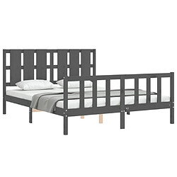 Acheter Maison Chic Lit adulte - Cadre Structure de lit avec tête de lit Contemporain gris King Size bois massif -MN85353