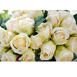 Main attachée 9 têtes roses artificielles bouquet de fleurs décor floral décor beige pas cher