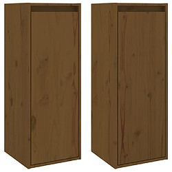 Maison Chic Lot de 2 Armoire murale suspendue,Meuble de Rangement Marron miel 30x30x80cm Bois de pin massif -MN55441