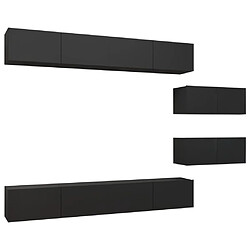 vidaXL Ensemble de meubles TV 6 pcs Noir Bois d'ingénierie