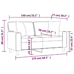 vidaXL Canapé 2 places avec oreillers bordeaux 140 cm similicuir pas cher