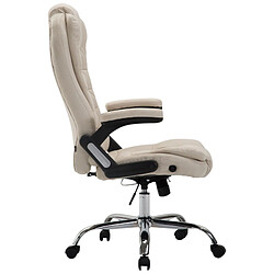 Avis Decoshop26 Fauteuil de bureau XXL sur roulettes confortablement rembourrés avec accoudoirs en tissu crème et métal chromé 10_0002663