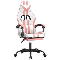 vidaXL Chaise de jeu pivotante et repose-pied Blanc et rose Similicuir