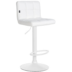 Decoshop26 Tabouret de bar chaise haute de bar pied trompette métal blanc siège synthétique blanc TDB10614