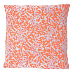 Mendler Coussin de décoration, aspect baroque, coussin avec bourrage, orange, 45x45cm