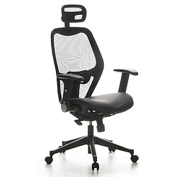 Siège de bureau / Fauteuil de direction AIR-PORT, assise cuir/ dossier maille noir hjh OFFICE