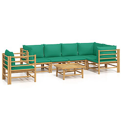 Maison Chic Salon de jardin 7 pcs + coussins - Mobilier/Meubles de jardin - Table et chaises d'extérieur vert bambou -MN75345