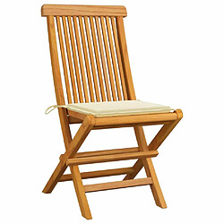 Maison Chic Lot de 4 Chaises de jardin avec coussins | chaises Relax d'extérieur crème Bois de teck massif -GKD22873