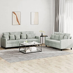 Maison Chic Ensemble de canapés 2 pcs avec coussins, Canapé droit Sofa pour Salon Gris clair Velours -GKD830310