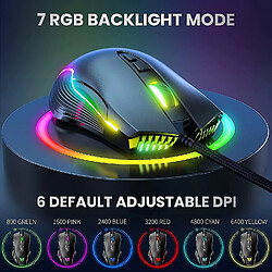 Universal Mouse de jeu câblé USB, souris de joueur optique RVB ergonomique pour ordinateur portable P