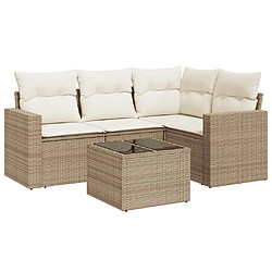 vidaXL Salon de jardin avec coussins 5 pcs beige résine tressée