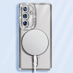 Avizar Coque Diamant pour Samsung Galaxy S24 Plus MagSafe Contour Strass Argent pas cher