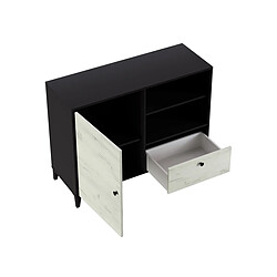 Pegane Buffet en mélamine coloris noir et blanc - Longueur 110 x profondeur 40 x hauteur 83 cm