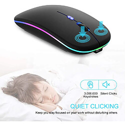 Avis Souris sans fil LED, souris silencieuse rechargeable 2.4G, souris USB portable Bluetooth 5.1, 3DPI réglable noir